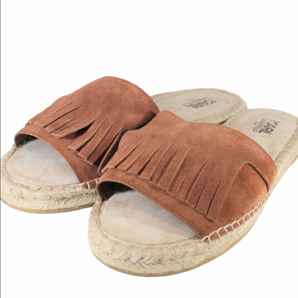 KARL LAGERFELD Brown Suede Fringe Sandals 11